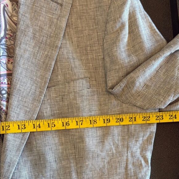 TALLIA Tan/ Brown Sport Coat  Linen Micro Houndstooth pattern size 44L - Picture 10 of 15